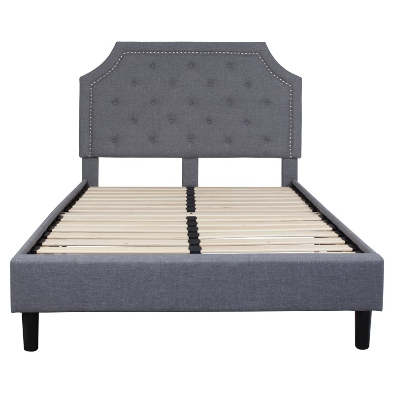 Flash Furniture Brighton Tufted Full Platform Bed in Light Gray