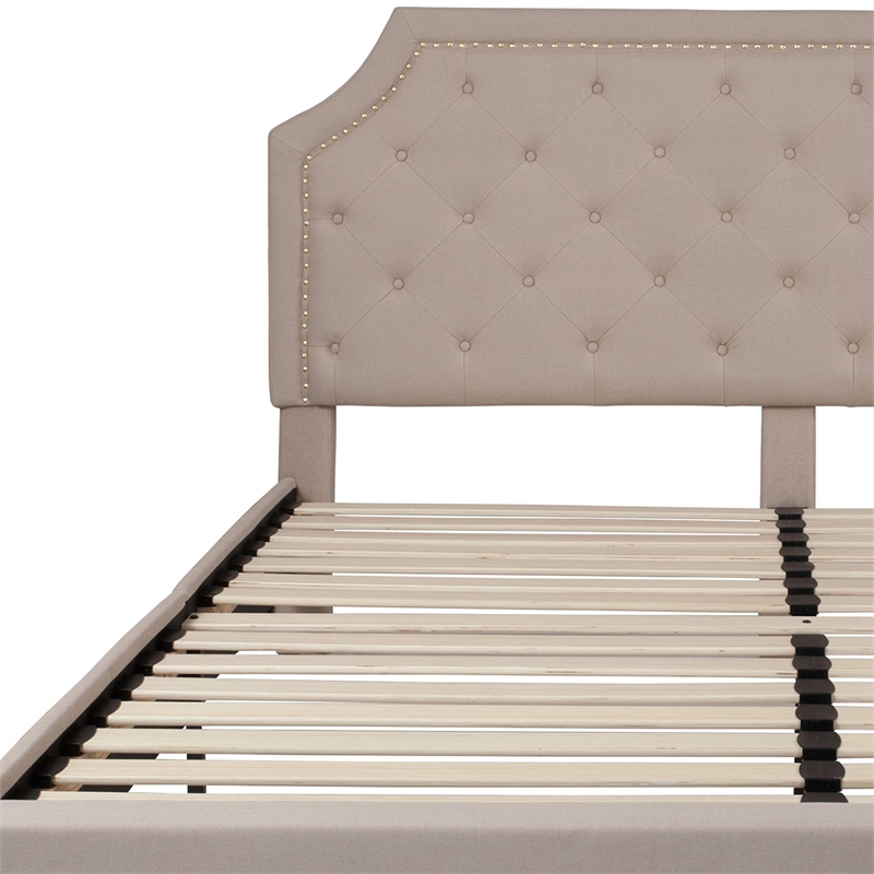 Flash Furniture Brighton Tufted King Platform Bed in Beige Fabric
