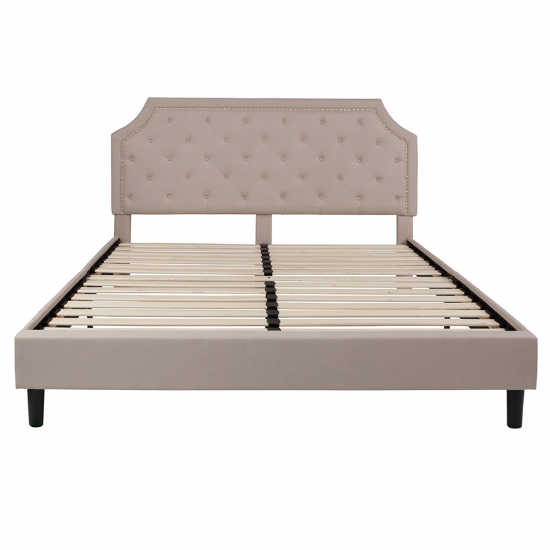 Flash Furniture Brighton Tufted King Platform Bed in Beige Fabric