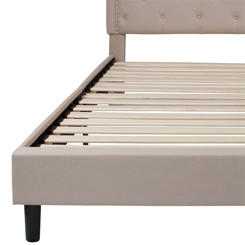 Flash Furniture Brighton Tufted King Platform Bed in Beige Fabric