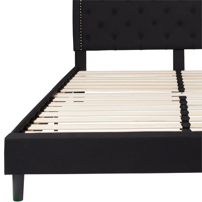 Flash Furniture Brighton Tufted King Platform Bed in Black