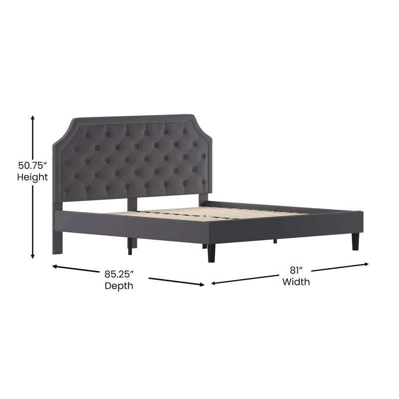 Flash Furniture Brighton Tufted King Platform Bed in Dark Gray