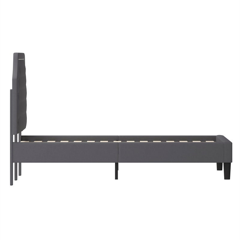 Flash Furniture Brighton Tufted King Platform Bed in Dark Gray