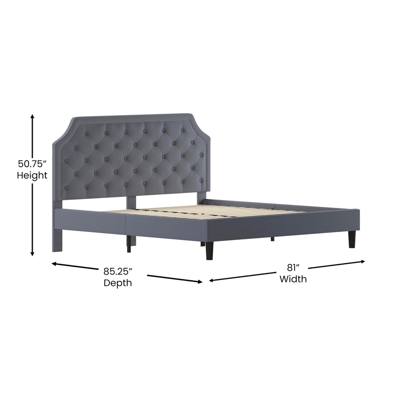 Flash Furniture Brighton Tufted King Platform Bed in Light Gray