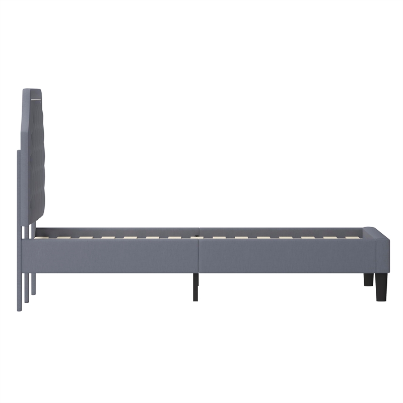 Flash Furniture Brighton Tufted King Platform Bed in Light Gray