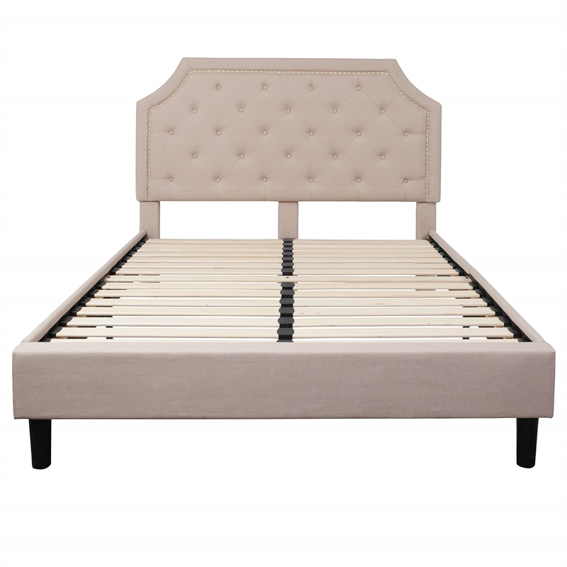 Flash Furniture Brighton Tufted Queen Platform Bed in Beige