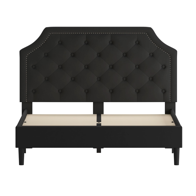Flash Furniture Brighton Tufted Queen Platform Bed in Black