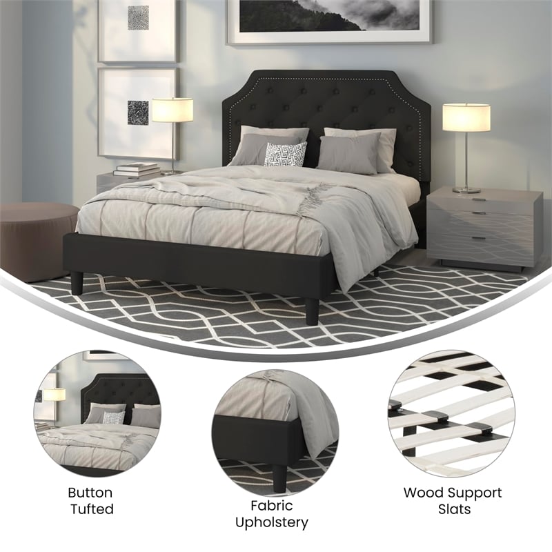 Flash Furniture Brighton Tufted Queen Platform Bed in Black