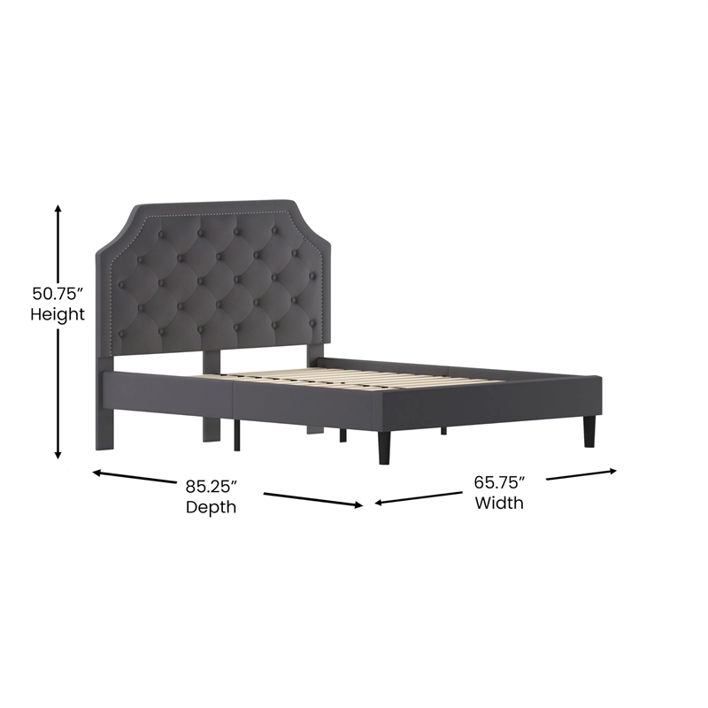Flash Furniture Brighton Tufted Queen Platform Bed in Dark Gray