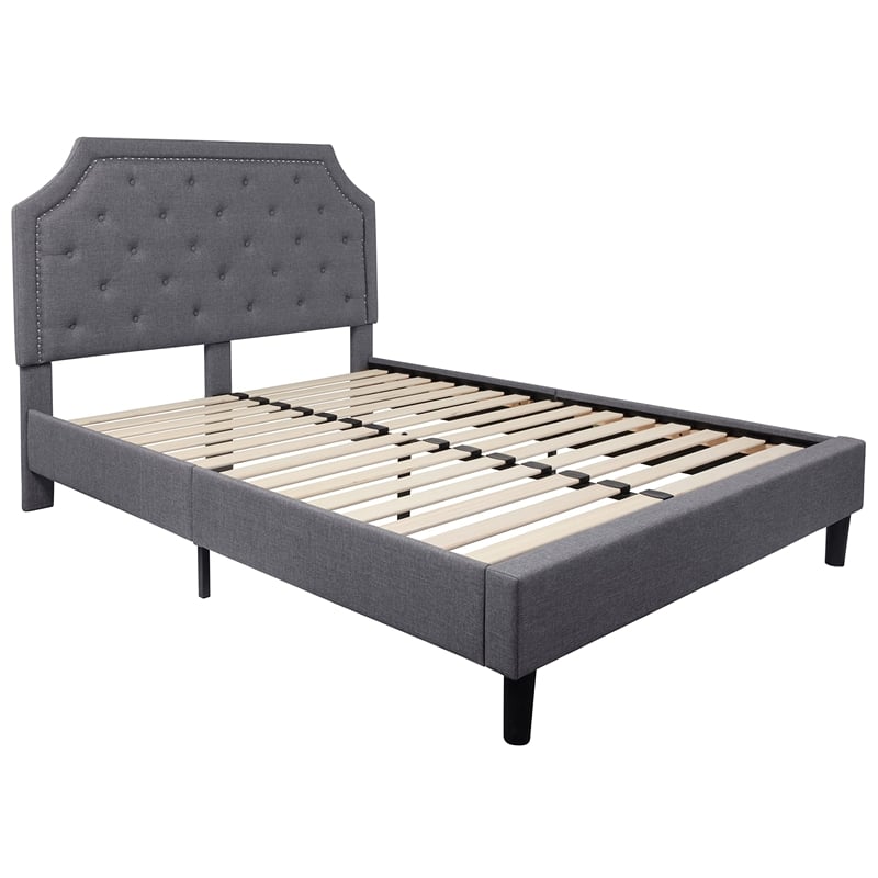 Flash Furniture Brighton Tufted Queen Platform Bed in Light Gray