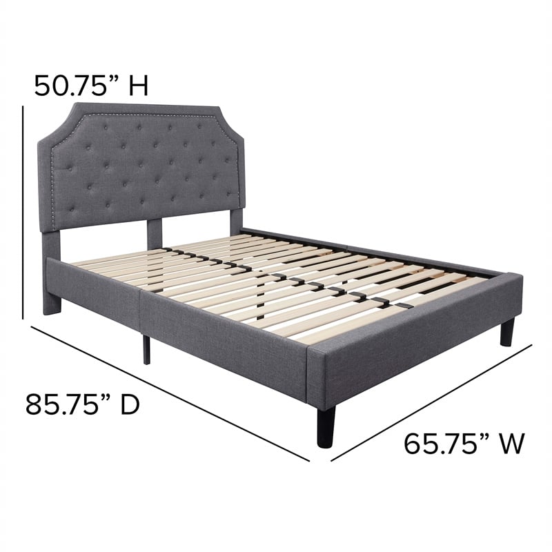 Flash Furniture Brighton Tufted Queen Platform Bed in Light Gray
