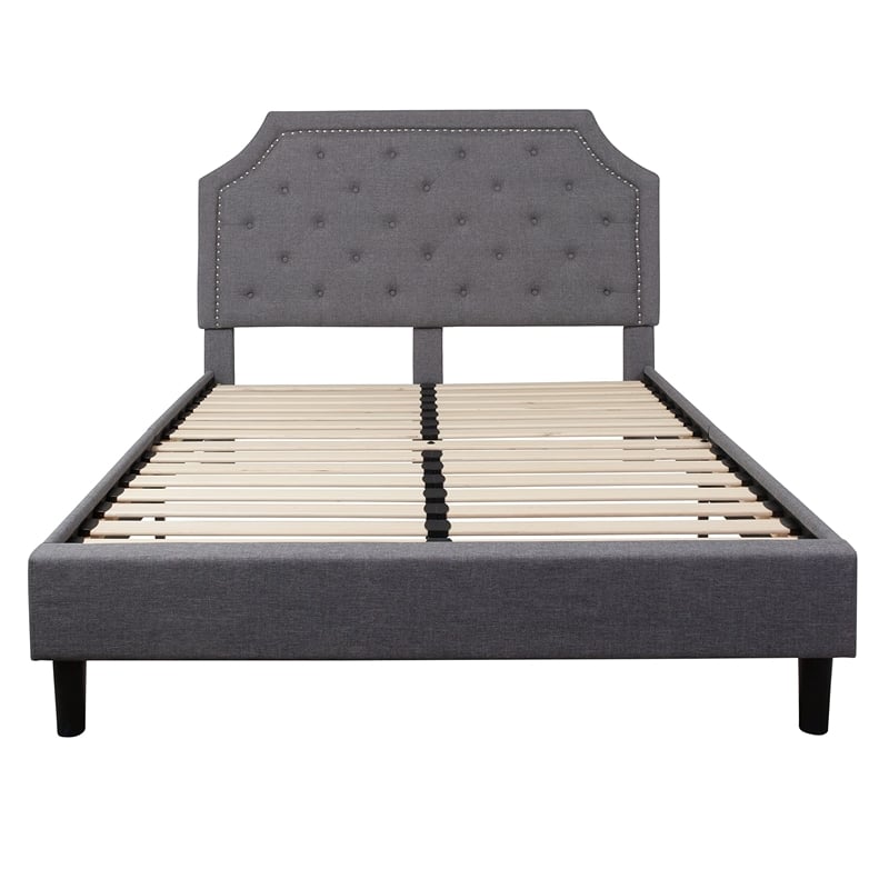 Flash Furniture Brighton Tufted Queen Platform Bed in Light Gray