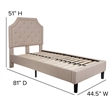 Flash Furniture Brighton Tufted Twin Platform Bed in Beige