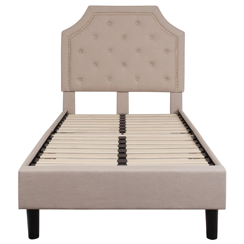 Flash Furniture Brighton Tufted Twin Platform Bed in Beige