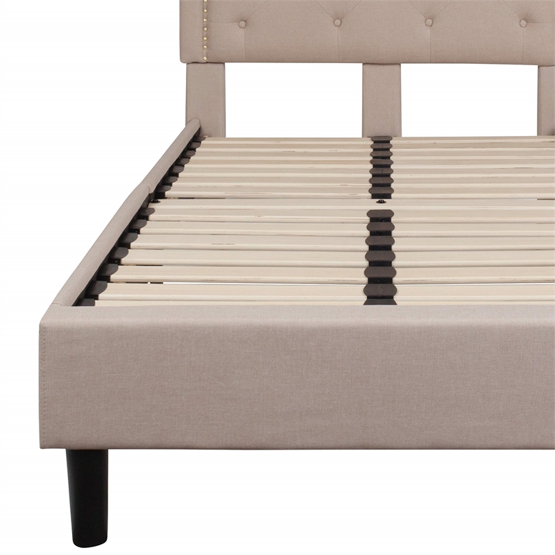 Flash Furniture Brighton Tufted Twin Platform Bed in Beige