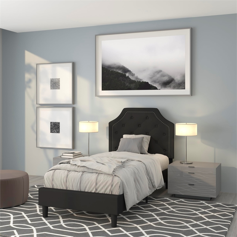 Flash Furniture Brighton Tufted Twin Platform Bed in Black