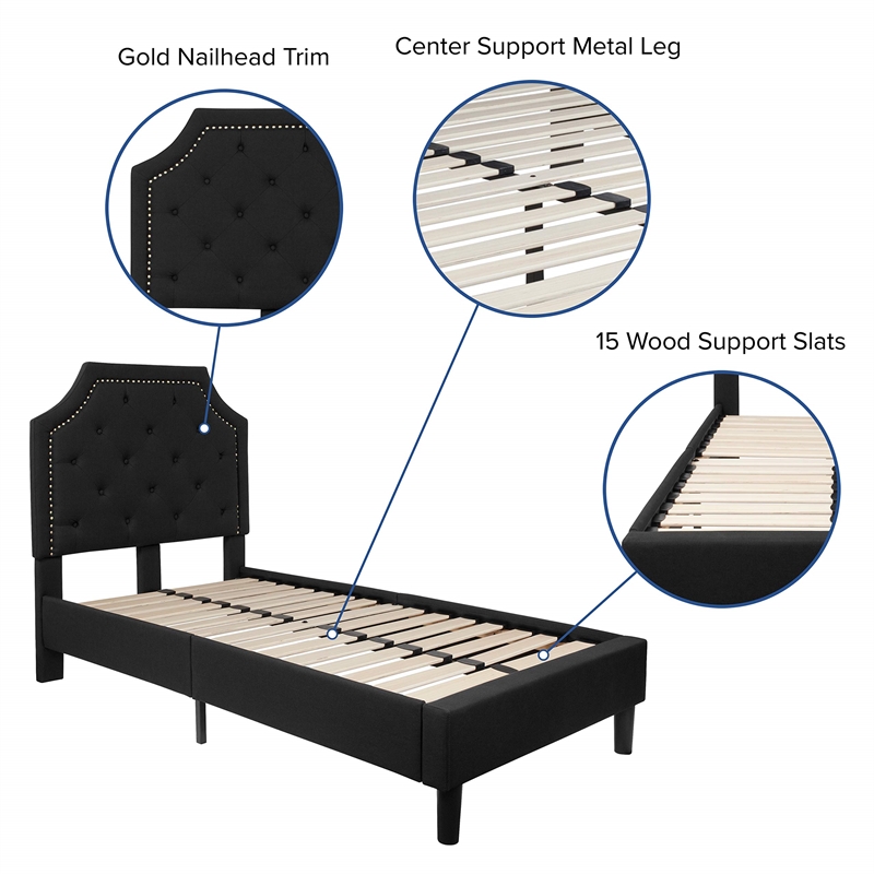 Flash Furniture Brighton Tufted Twin Platform Bed in Black
