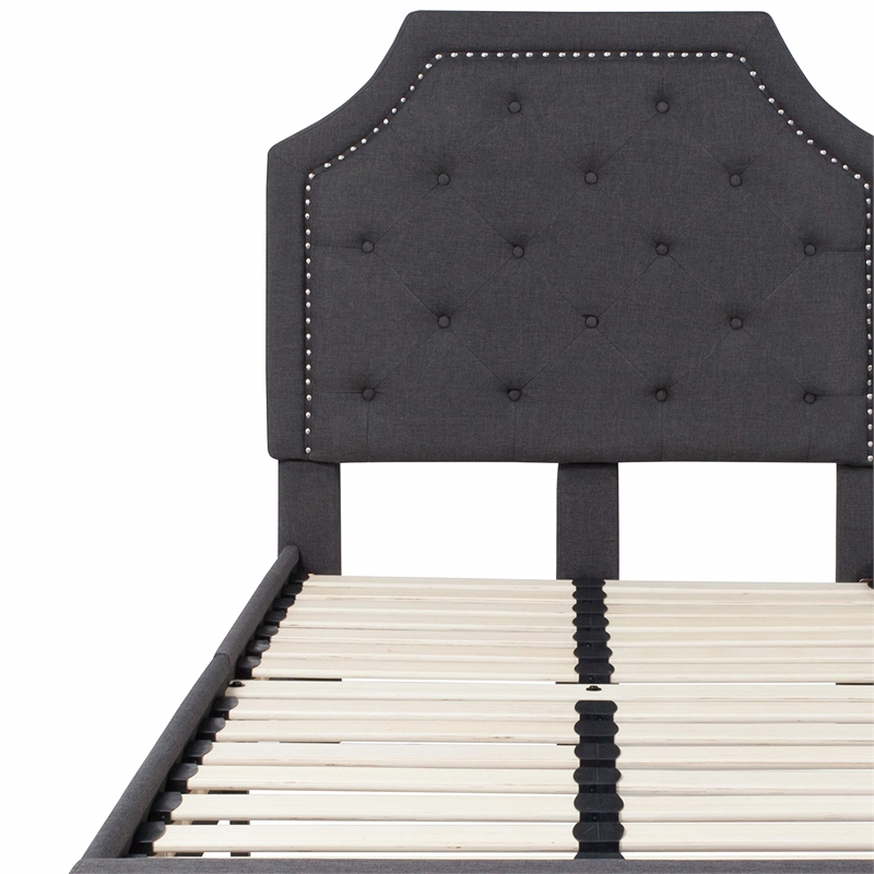 Flash Furniture Brighton Tufted Twin Platform Bed in Dark Gray