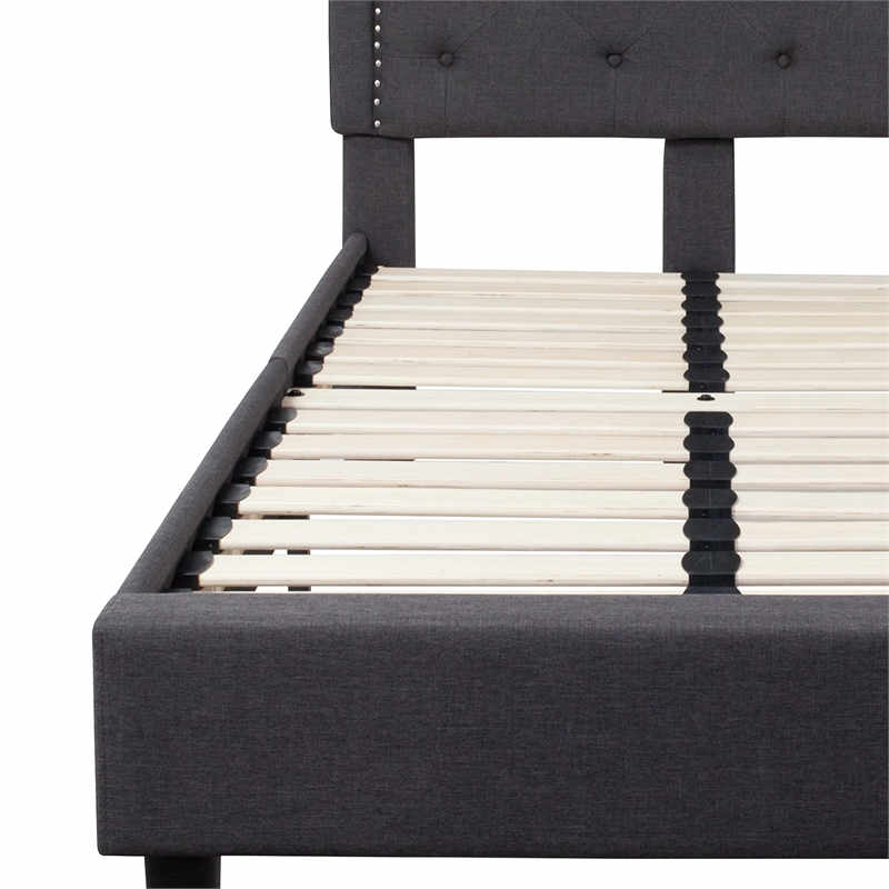 Flash Furniture Brighton Tufted Twin Platform Bed in Dark Gray