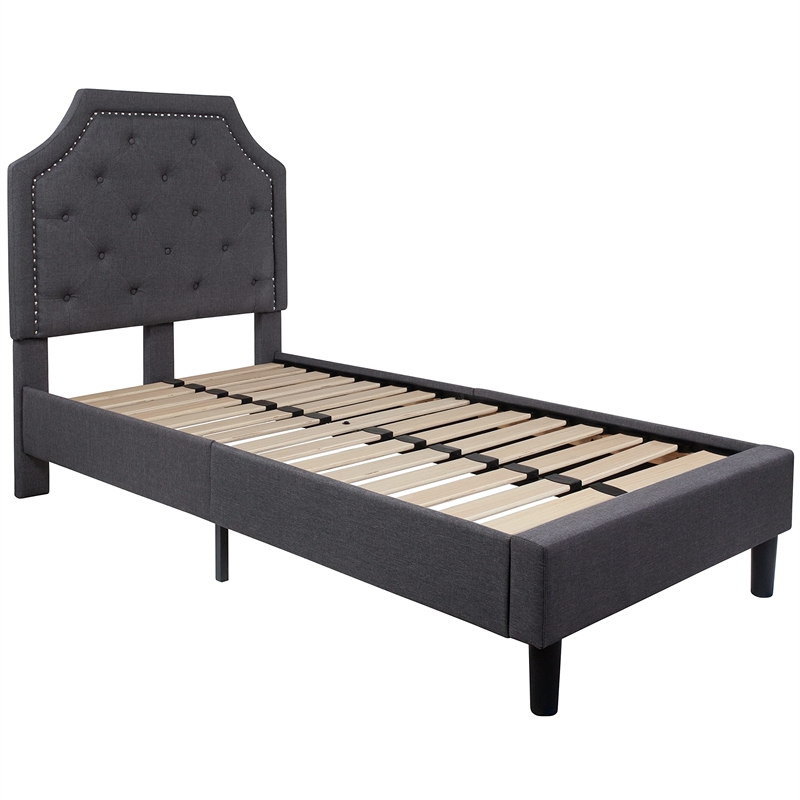 Flash Furniture Brighton Tufted Twin Platform Bed in Dark Gray