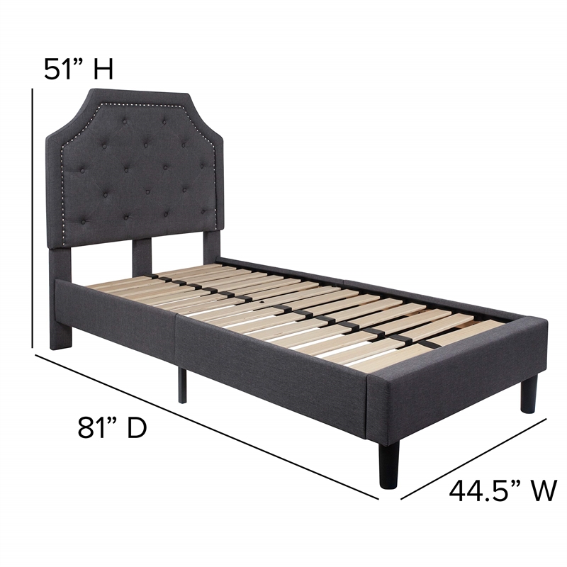 Flash Furniture Brighton Tufted Twin Platform Bed in Dark Gray