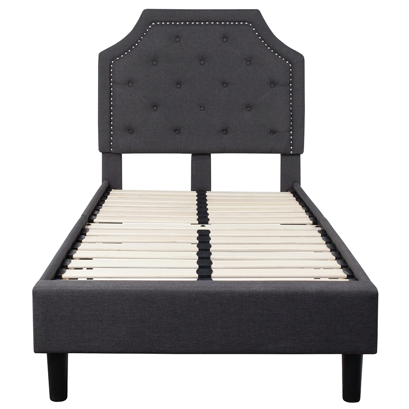 Flash Furniture Brighton Tufted Twin Platform Bed in Dark Gray