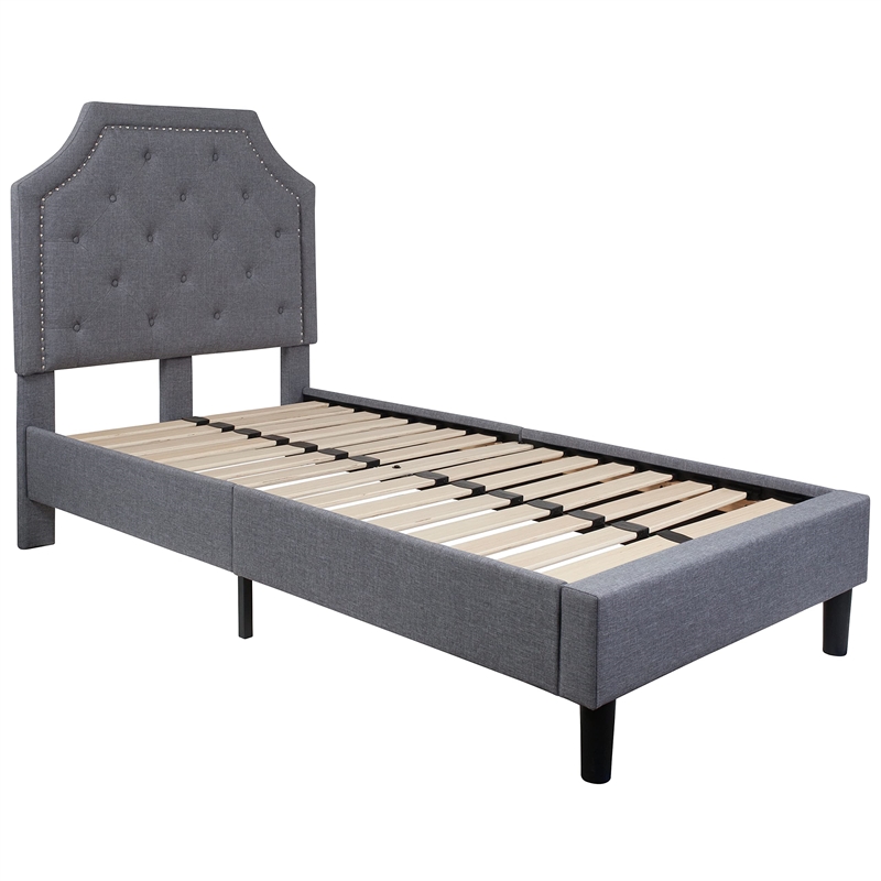 Flash Furniture Brighton Tufted Twin Platform Bed in Light Gray