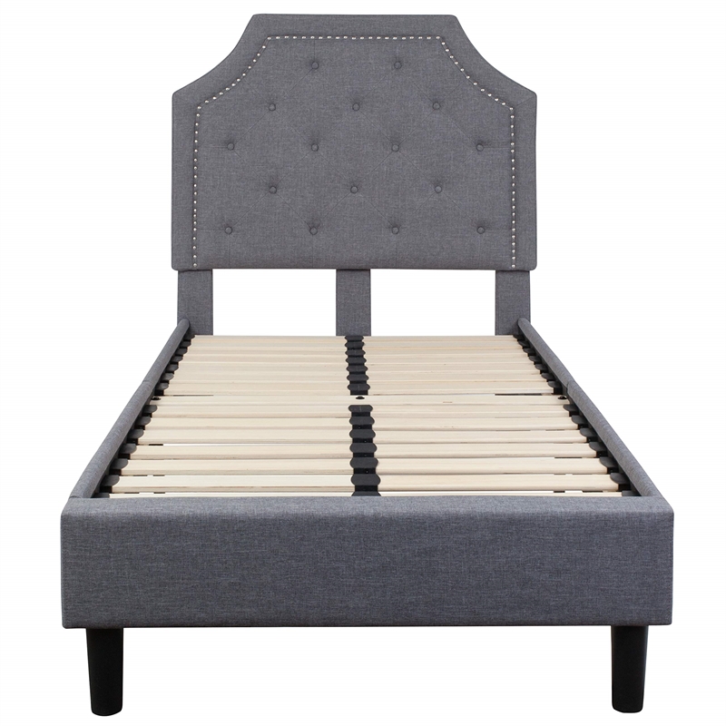 Flash Furniture Brighton Tufted Twin Platform Bed in Light Gray