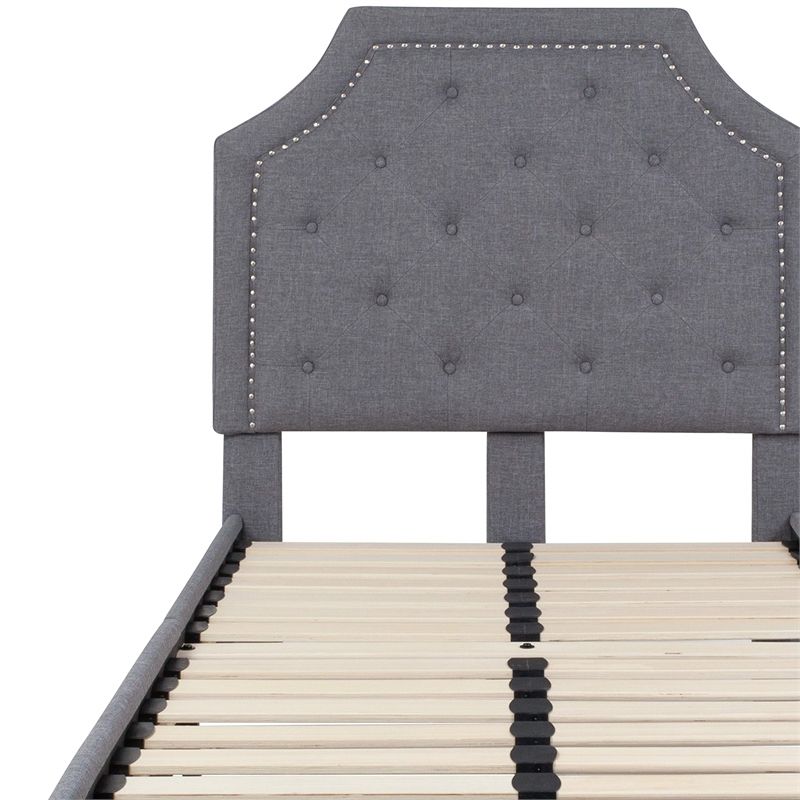 Flash Furniture Brighton Tufted Twin Platform Bed in Light Gray