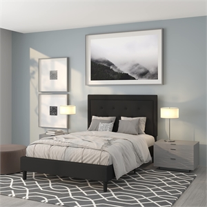 Flash Furniture Roxbury Tufted Full Platform Bed in Black