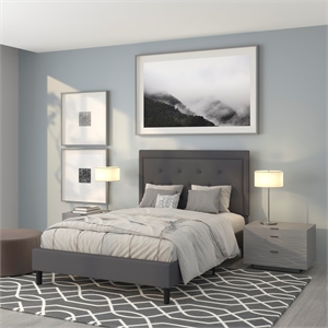 Flash Furniture Roxbury Tufted Full Platform Bed in Dark Gray