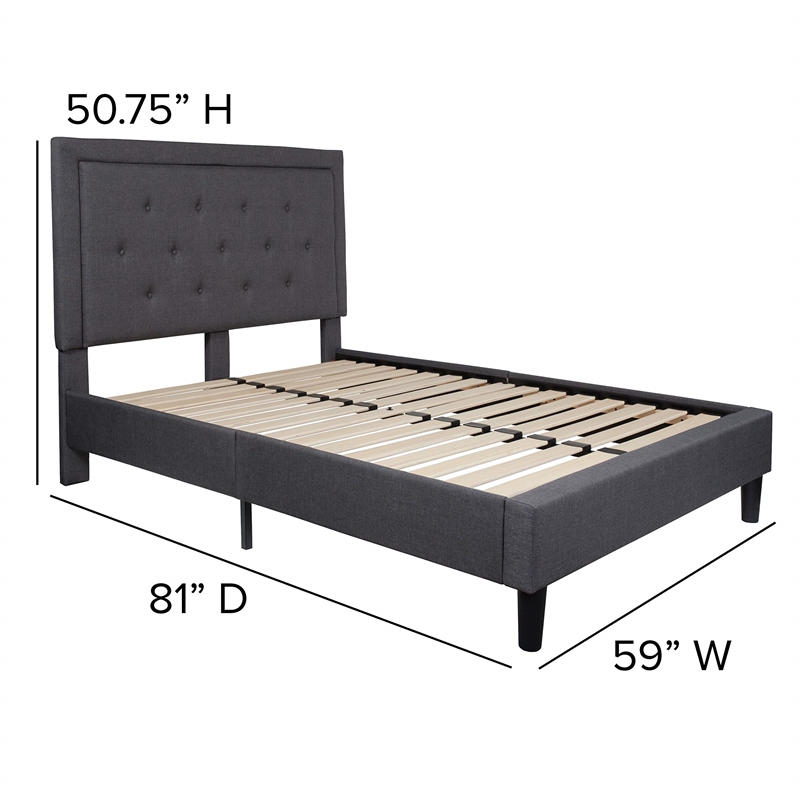 Flash Furniture Roxbury Tufted Full Platform Bed in Dark Gray