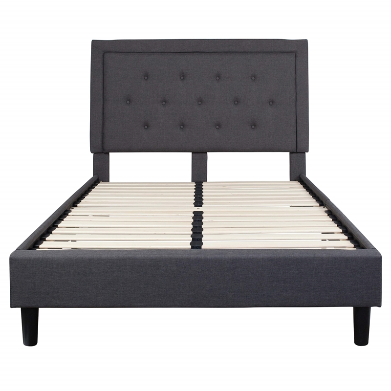 Flash Furniture Roxbury Tufted Full Platform Bed in Dark Gray