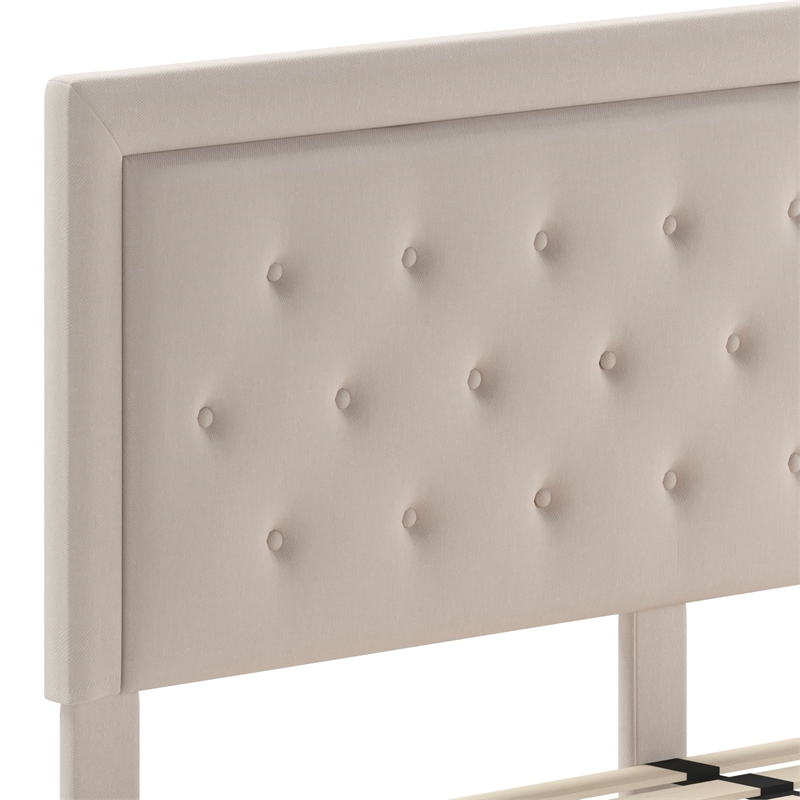 Flash Furniture Roxbury Tufted King Platform Bed in Beige