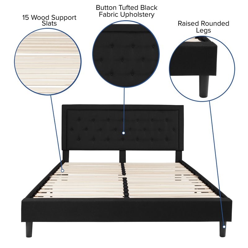 Flash Furniture Roxbury Tufted King Platform Bed in Black