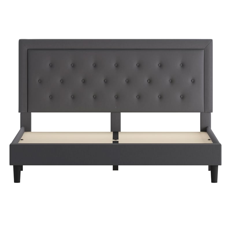Flash Furniture Roxbury Tufted King Platform Bed in Dark Gray