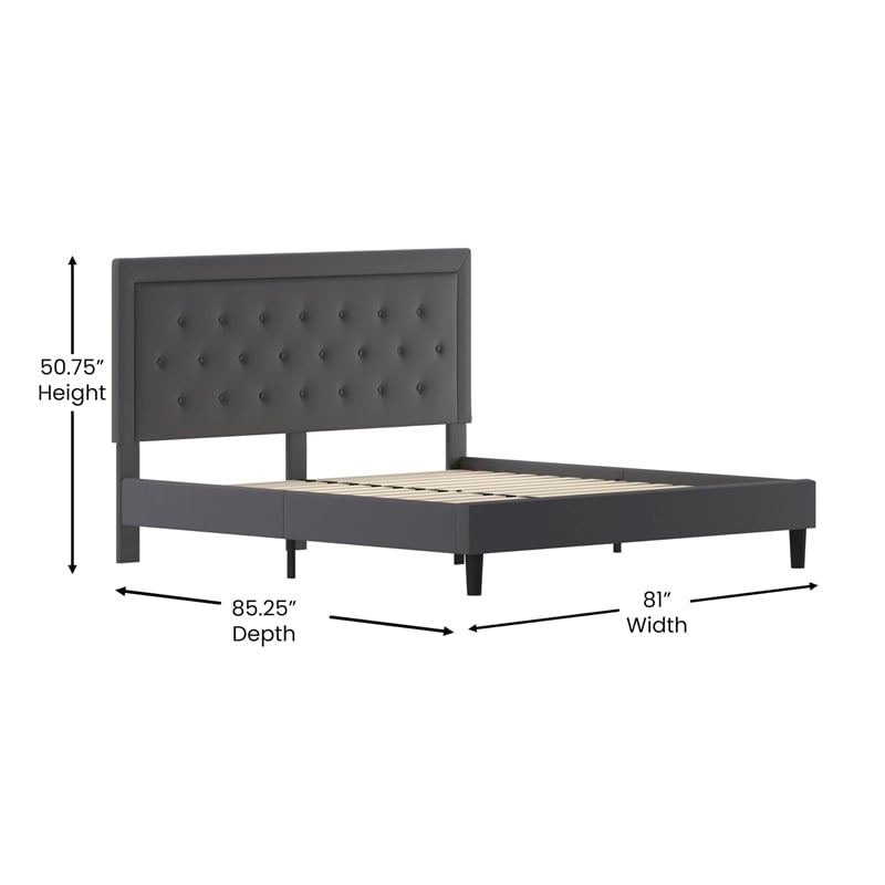 Flash Furniture Roxbury Tufted King Platform Bed in Dark Gray