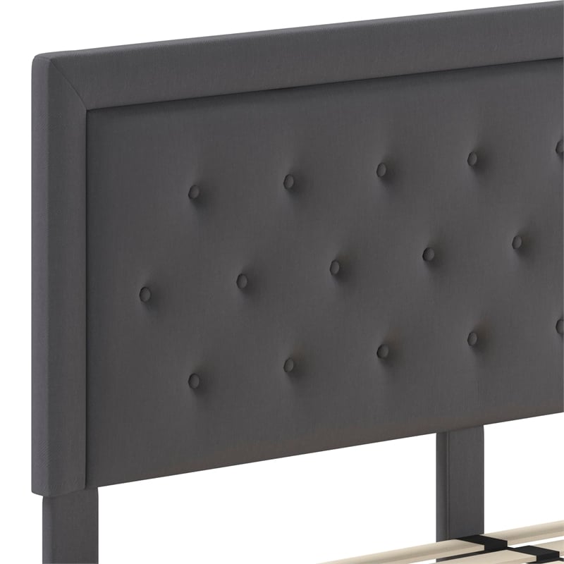 Flash Furniture Roxbury Tufted King Platform Bed in Dark Gray