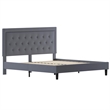 Flash Furniture Roxbury Tufted King Platform Bed in Light Gray