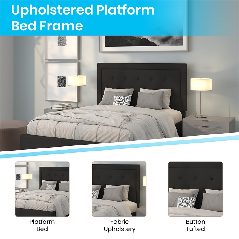 Flash Furniture Roxbury Tufted Queen Platform Bed in Black