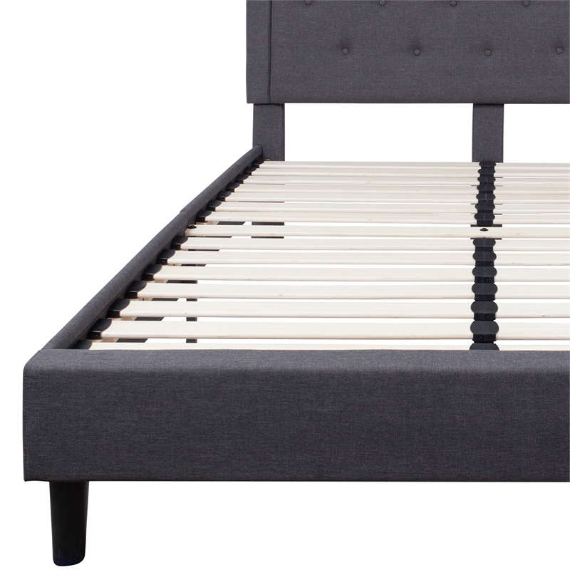 Flash Furniture Roxbury Tufted Queen Panel Platform Bed in Dark Gray