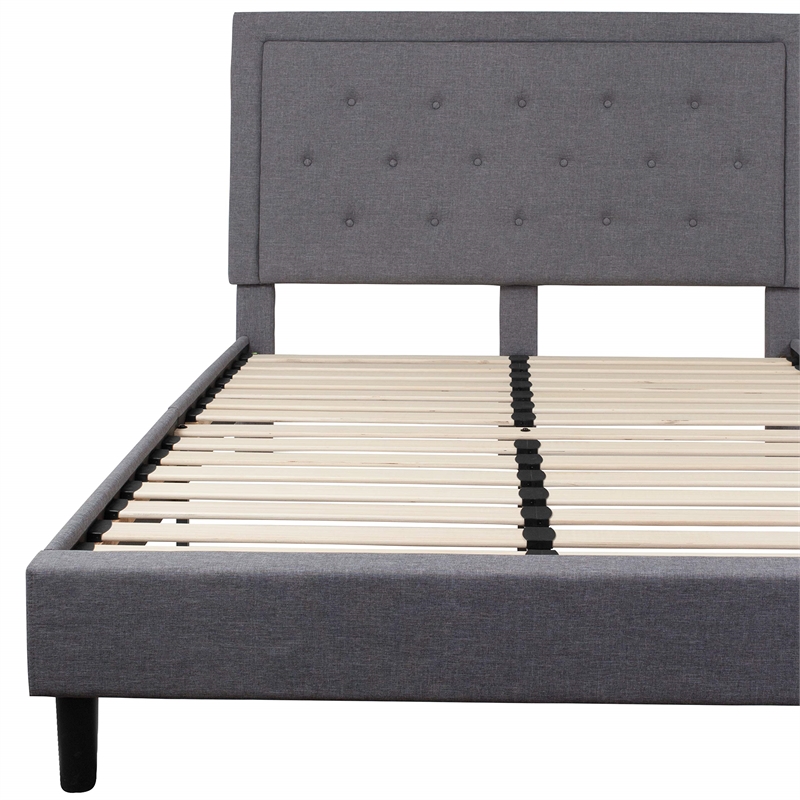 Flash Furniture Roxbury Tufted Queen Platform Bed in Light Gray