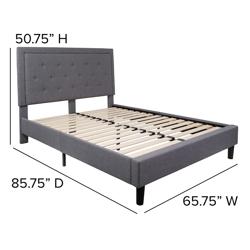 Flash Furniture Roxbury Tufted Queen Platform Bed in Light Gray