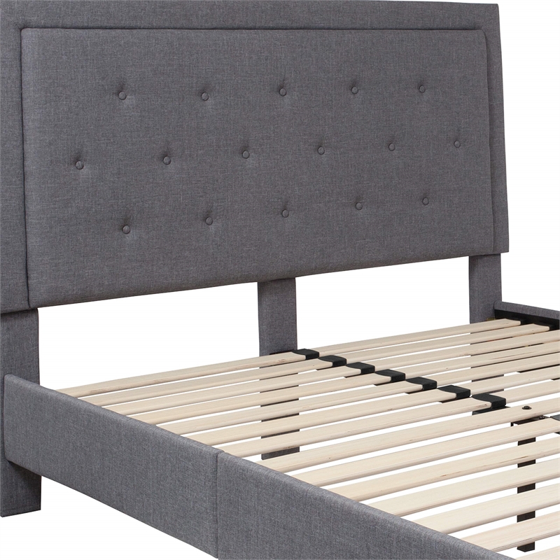 Flash Furniture Roxbury Tufted Queen Platform Bed in Light Gray