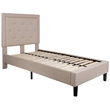 Flash Furniture Roxbury Tufted Twin Platform Bed in Beige