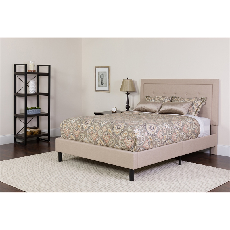 Flash Furniture Roxbury Tufted Twin Platform Bed in Beige