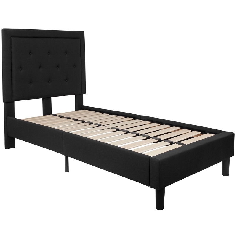 Flash Furniture Roxbury Tufted Twin Platform Bed in Black