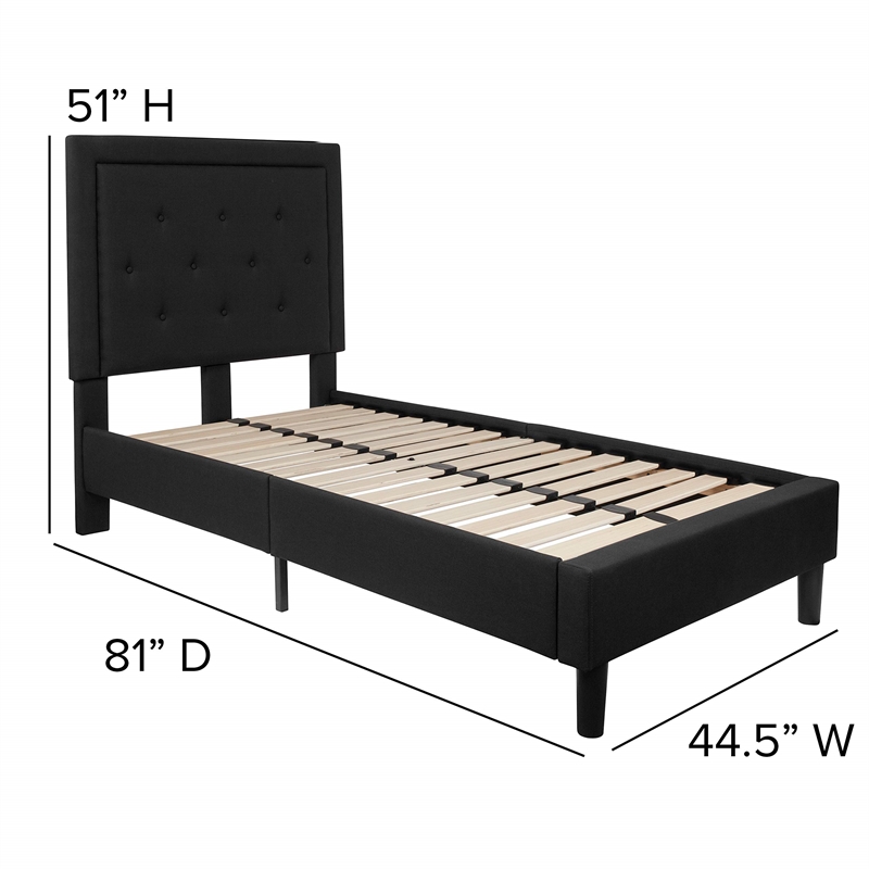 Flash Furniture Roxbury Tufted Twin Platform Bed in Black