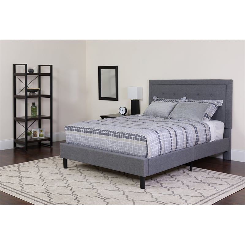 Flash Furniture Roxbury Tufted Twin Platform Bed in Light Gray