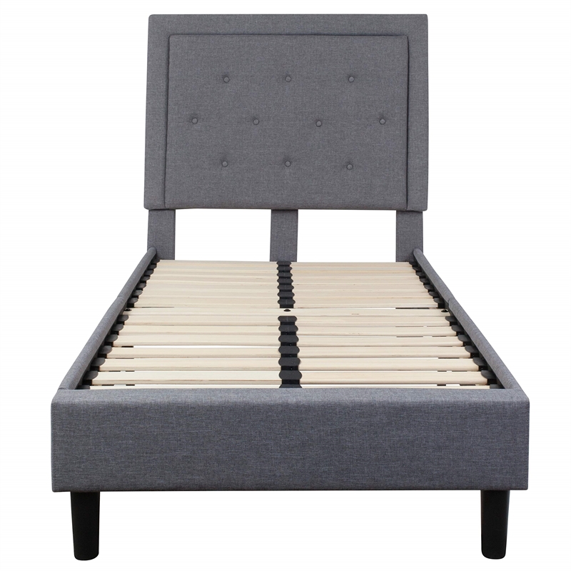 Flash Furniture Roxbury Tufted Twin Platform Bed in Light Gray